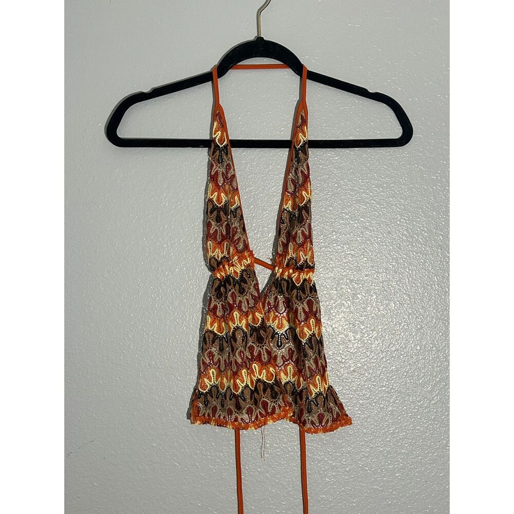 Y2K Women's Colorblock See-Through Halter Top